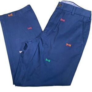 Brooks Brothers Navy Chinos with Colorful Bow Details